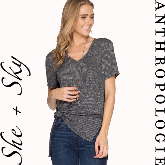 Anthropologie Tops - “Toni” V-Neck 2-Toned Ribbed Top